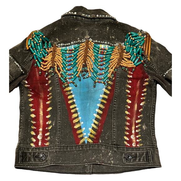 Levi’s Embellished Beaded Denim Jacket by Evelyn Taylor 1/1 jacket size small - Picture 6 of 13